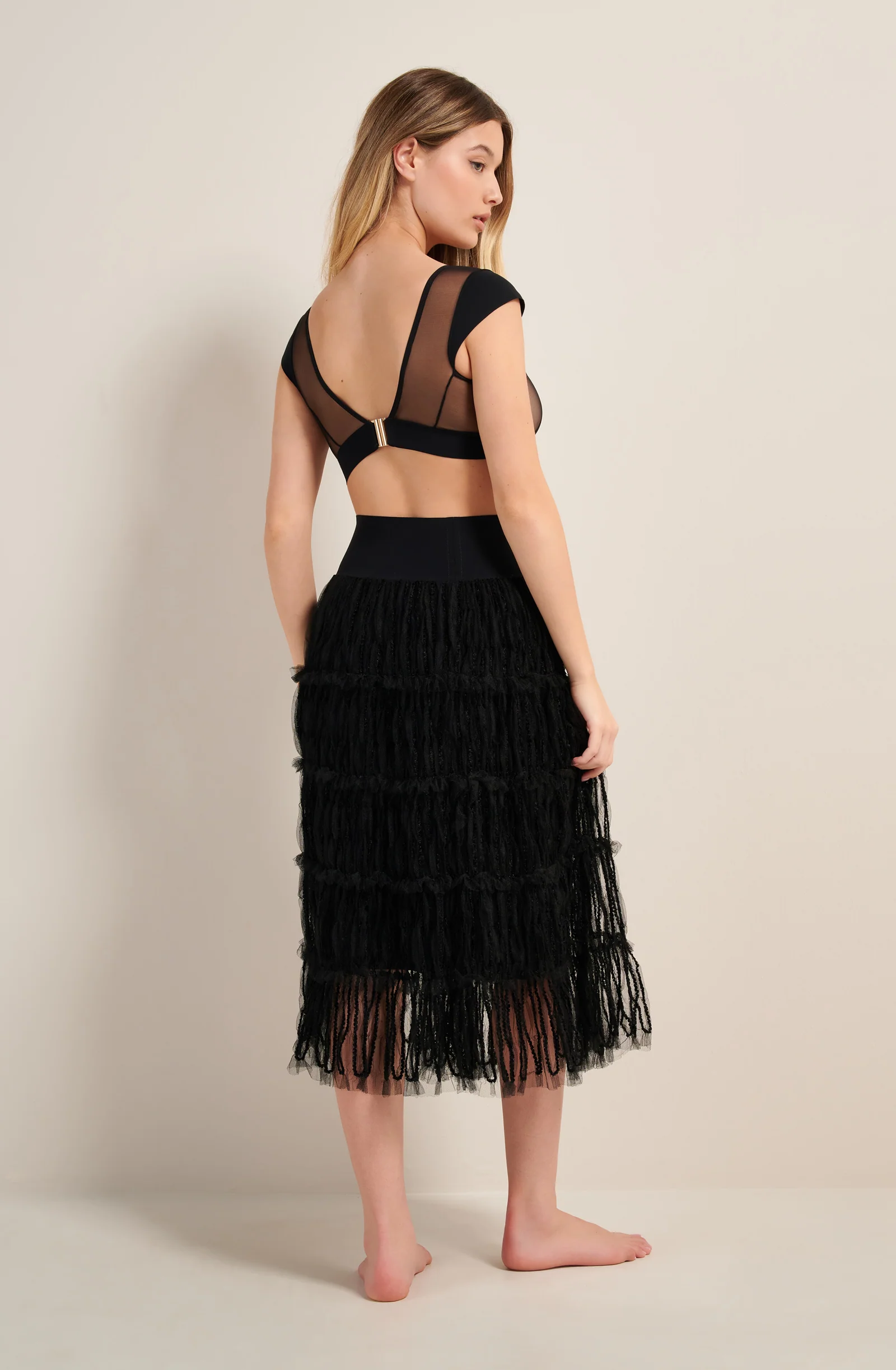 julicia Jupon en tulle et velours noir Noir