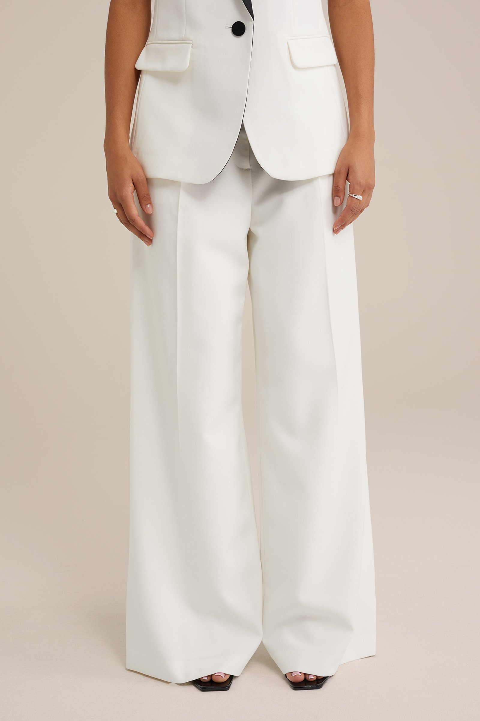 wide leg pantalon WE Fashion Gebroken wit