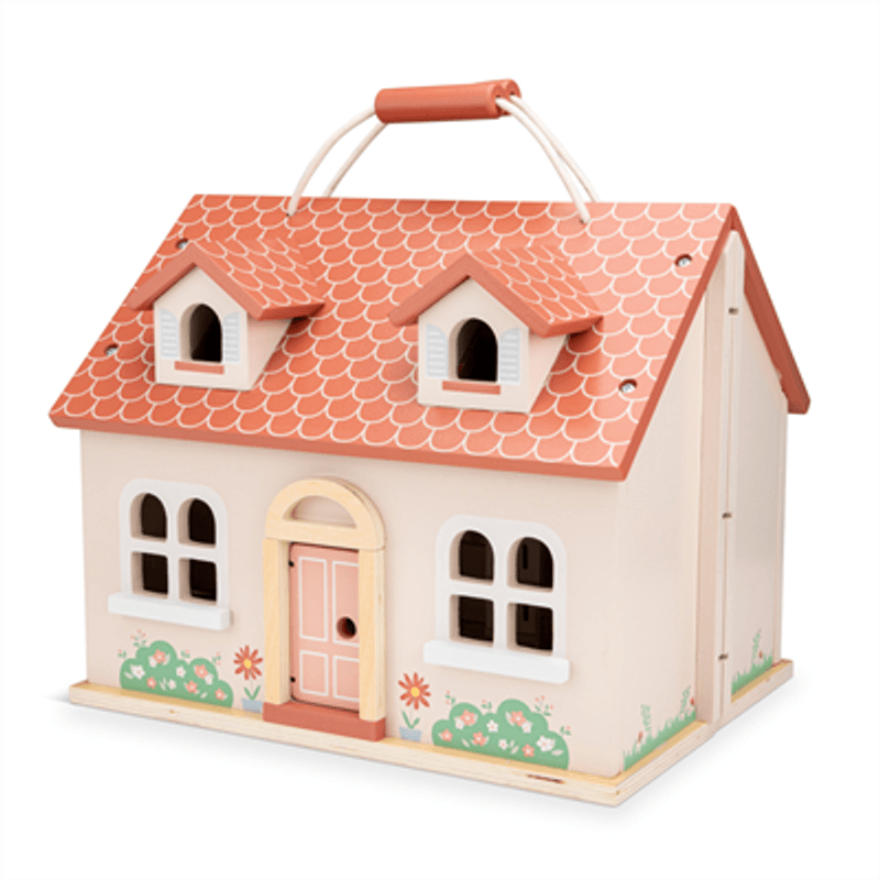 New Classic Toys Bærbart Dukkehus i Tre med Figurer og Møbler