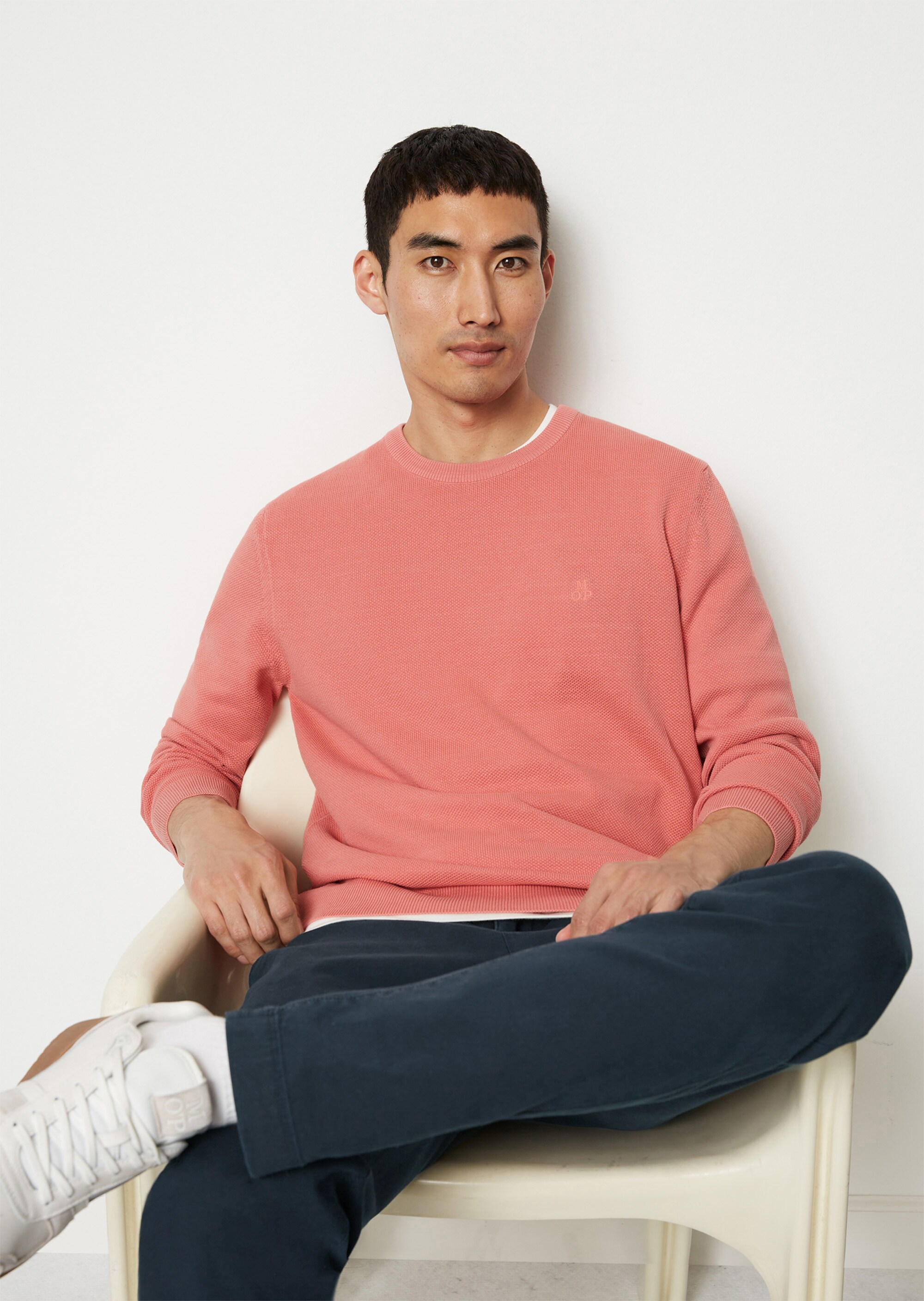Pullover regular mit feiner Piqué-Struktur