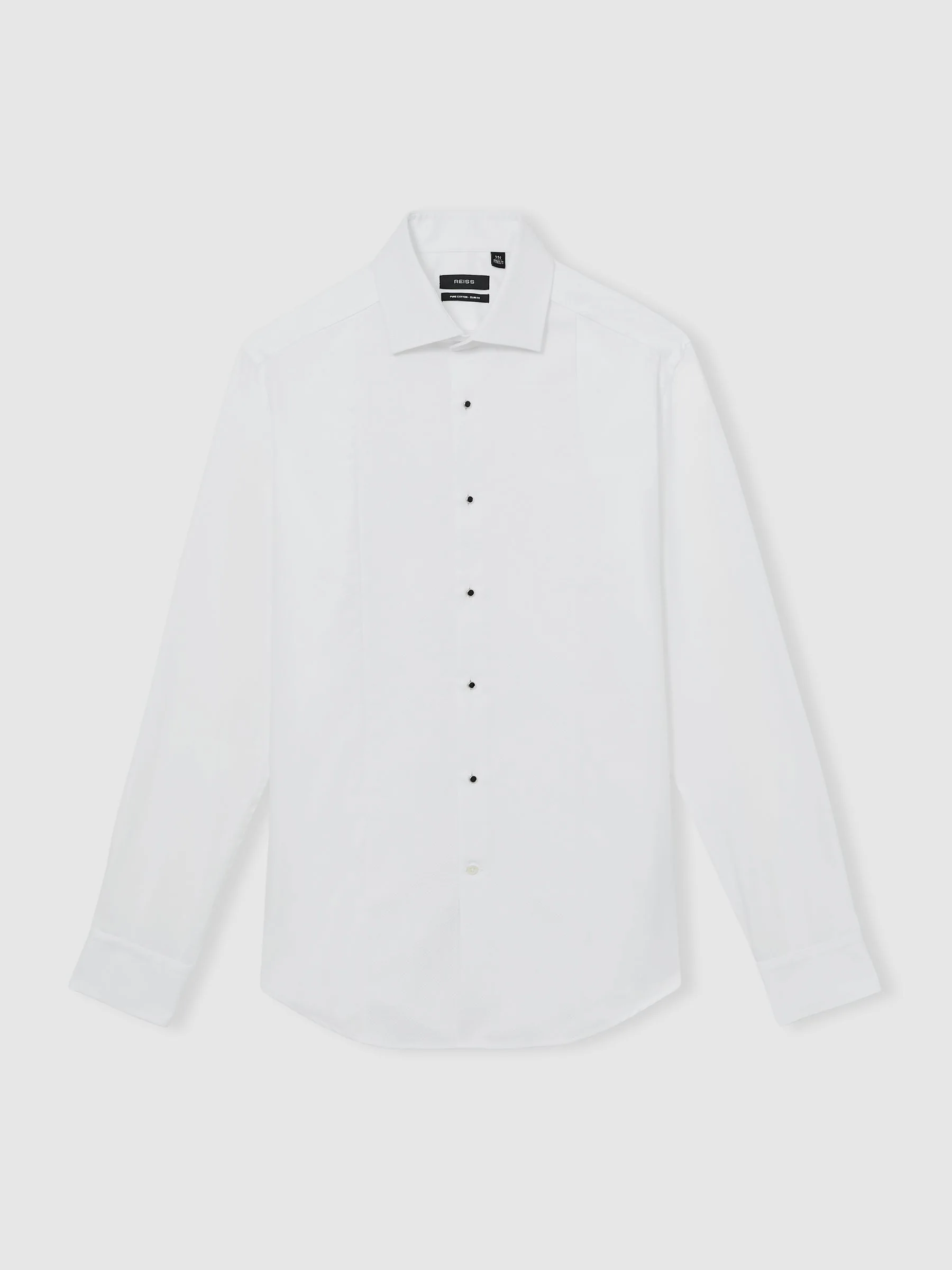 Wit - Slim Fit - Reiss Marcel Cotton Double-Cuff Dinner Shirt