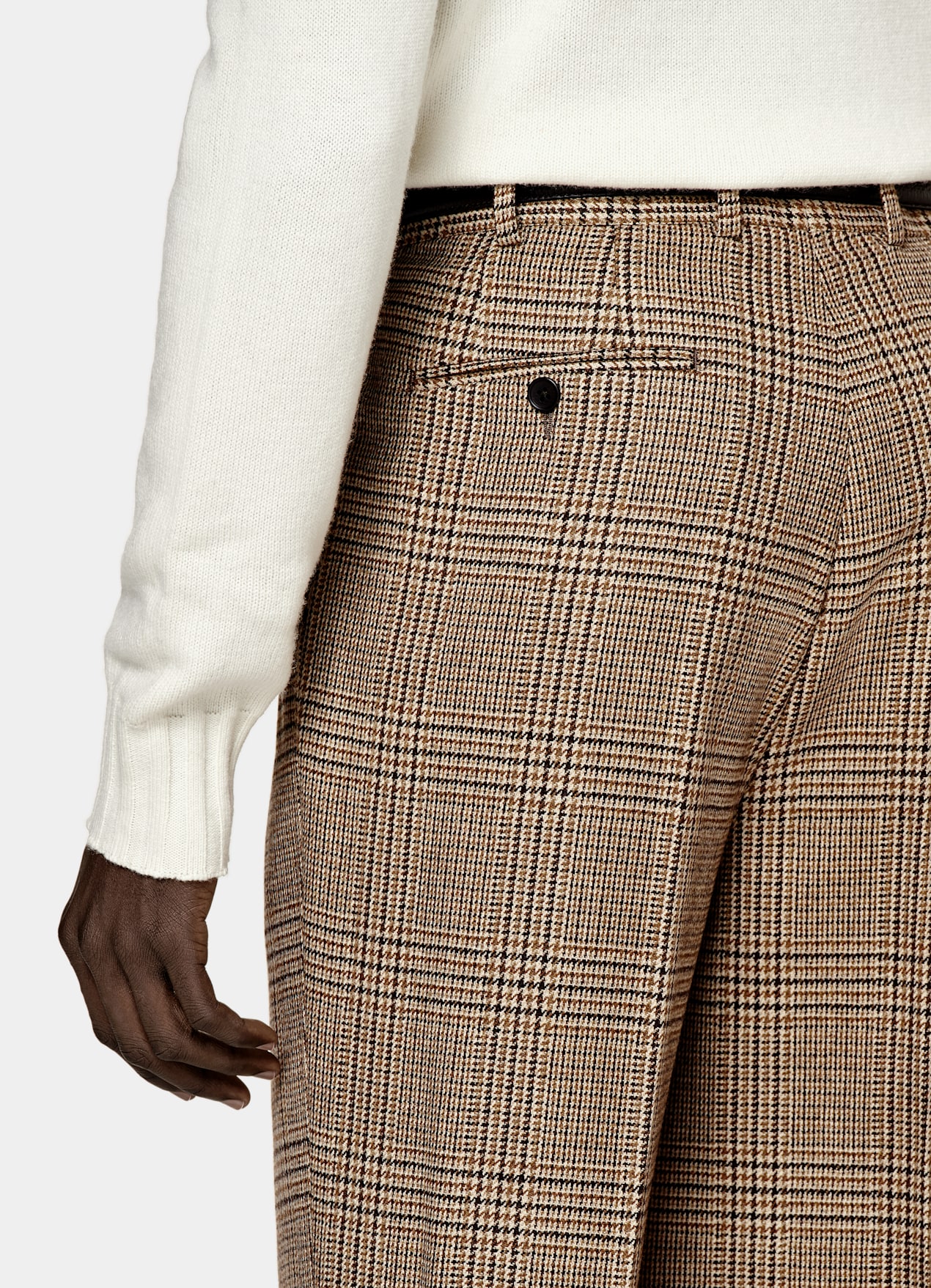 Costume Havana coupe Tailored marron moyen à carreaux