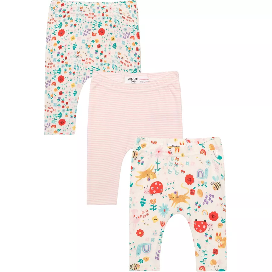 MINOTI 3er-Pack Leggings RosaCremeweiß