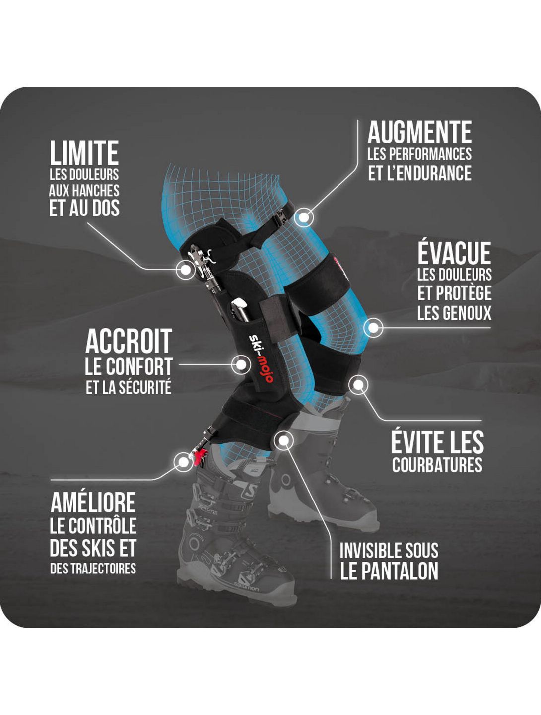 Exoskeleton silver (55-85kg) ski-brace unisex