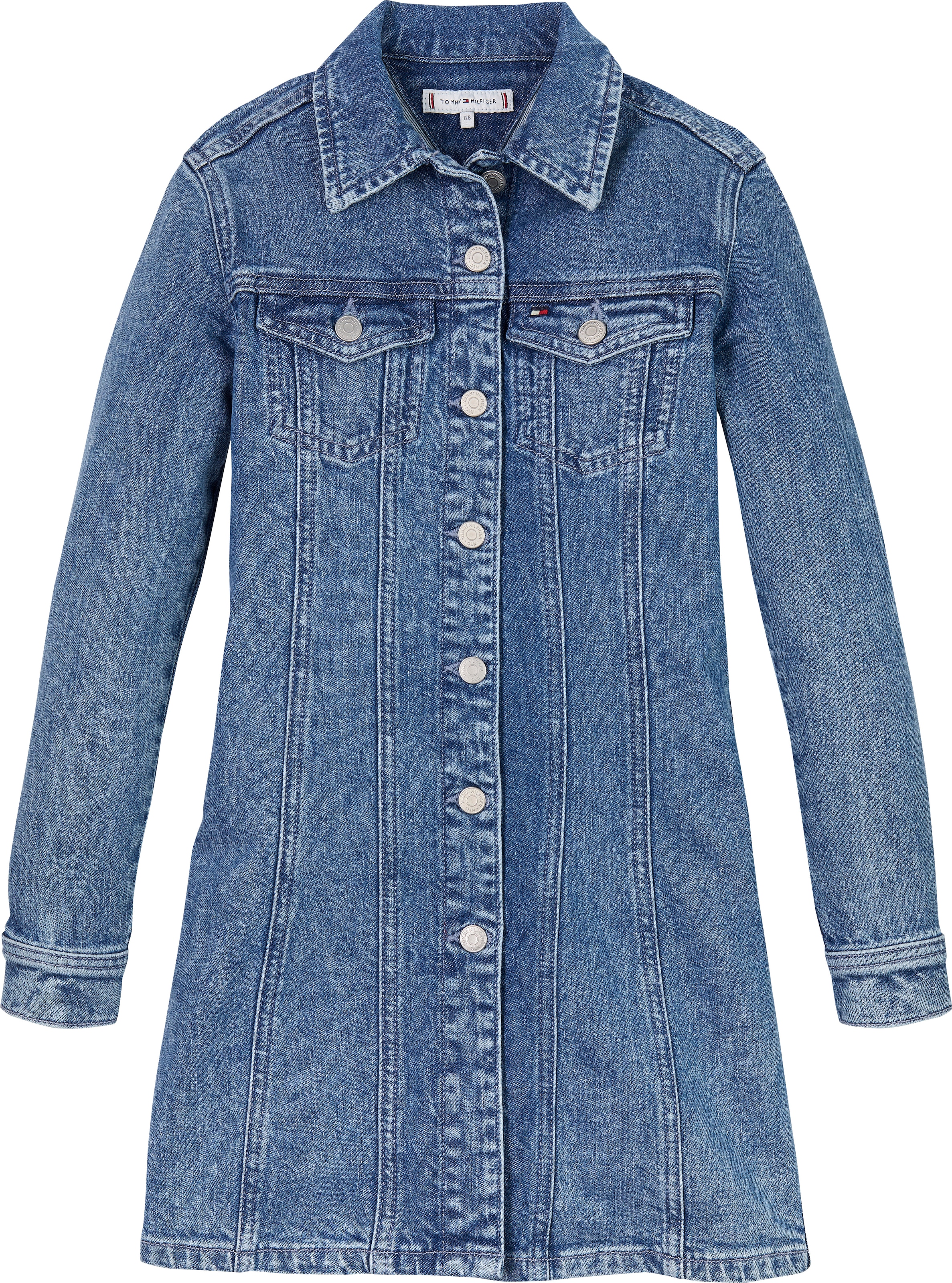 Tommy Hilfiger Jeanskleid »DENIM DRESS LS« Brusttaschen mit Brusttaschen, in blauer Waschung