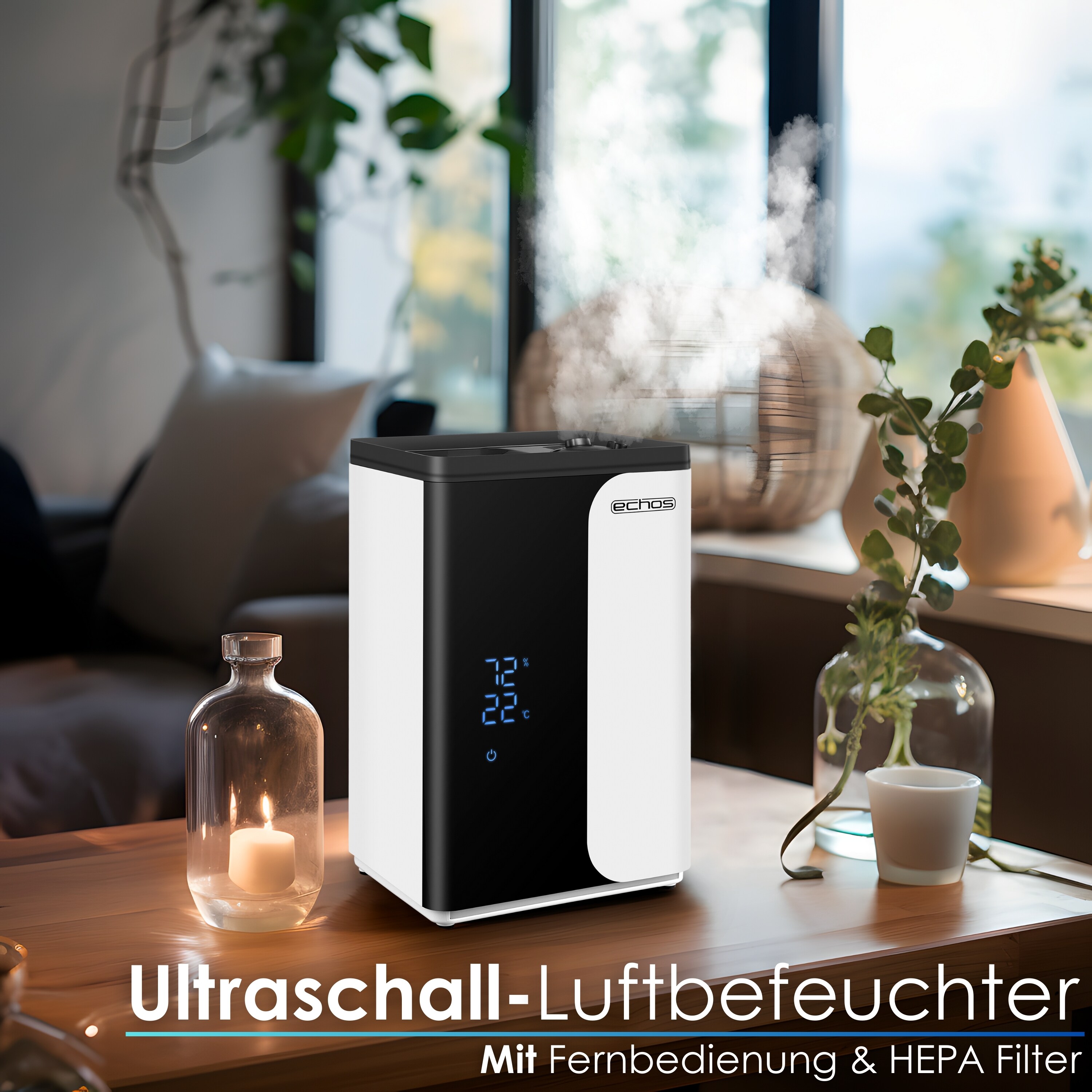 Echos WLAN Ultraschall Luftbefeuchter 5L Smart Life App Fernbedienung