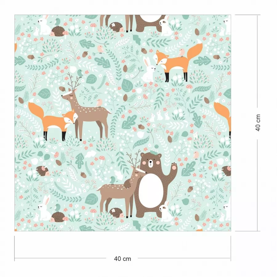 Nikima Klebefolie KF-24 selbstklebende Folie - Waldtiere mint bunt