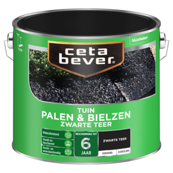 Cetabever palen & bielzen zwarte teer dekkend zijdeglans 2,5 L