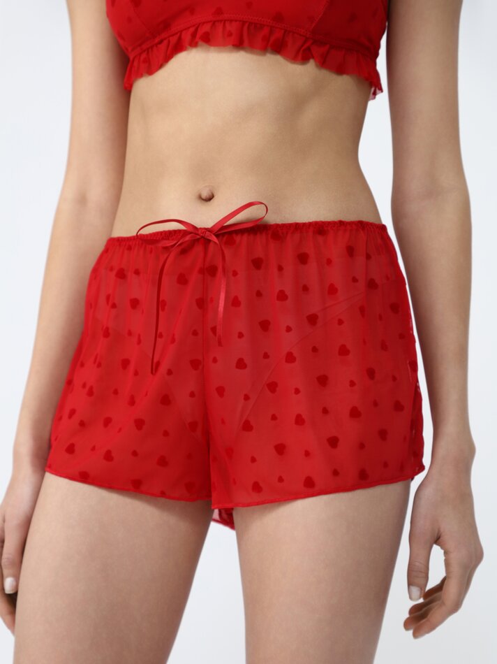 Shorts de tule - Vermelho