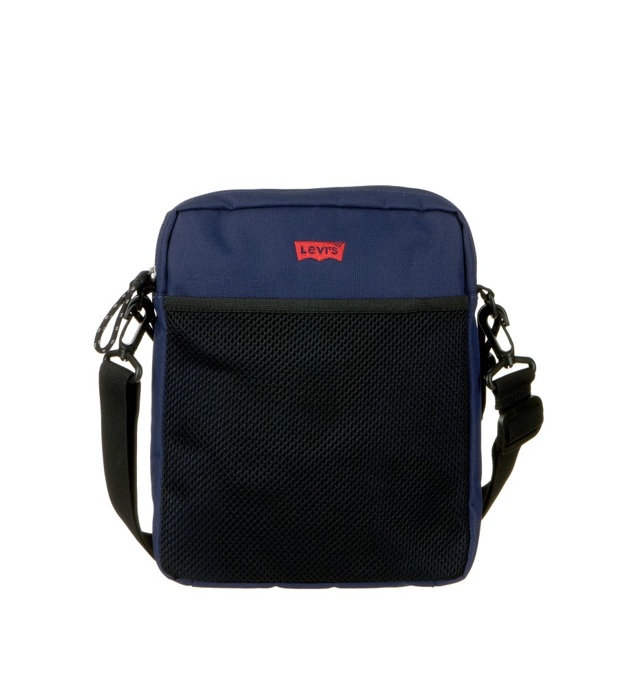 Bolsa transversal Levi's com alça dupla, modelo norte-sul, azul marinho.