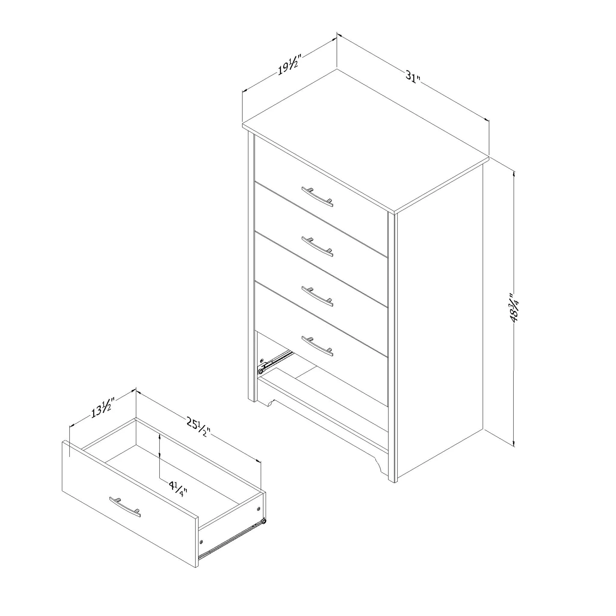 South Shore Commode 5 Tiroirs - Fusion Chêne Gris