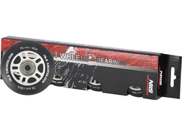 NILS Extreme PU 76x24 82A BLACK MATTE (4 stk) + ABEC-9 (8 stk) NILS EXTREME SET