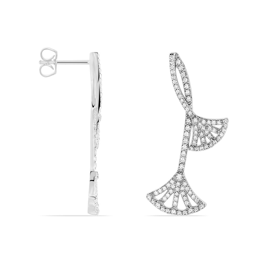 Boucles D'oreilles Pendantes Sarita Argent Blanc Oxyde De Zirconium