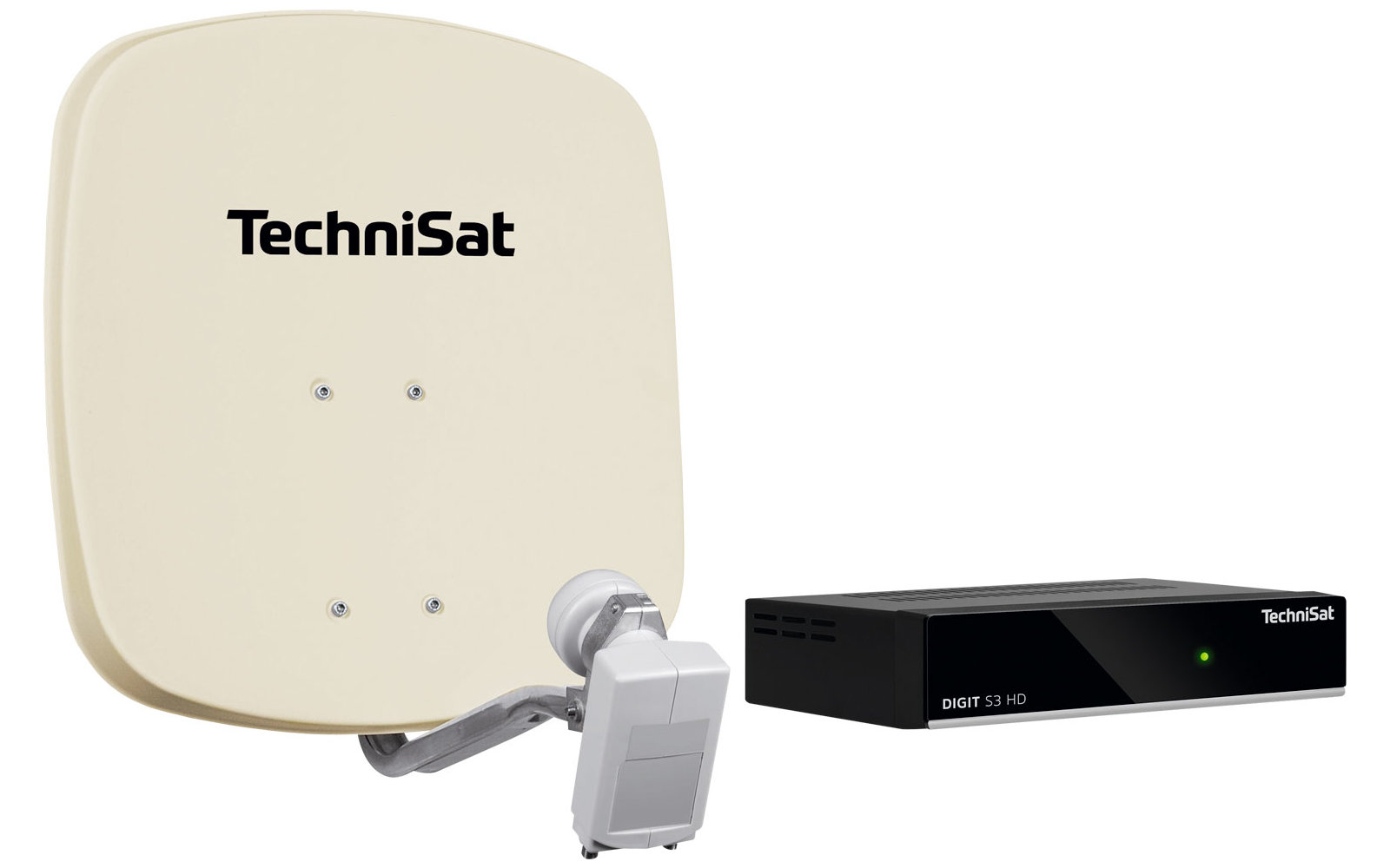 Technisat Set DigiDish 45 Sat-Antenne (Twin-LNB) mit Digit S3 HD SAT-Receiver ziegelrot