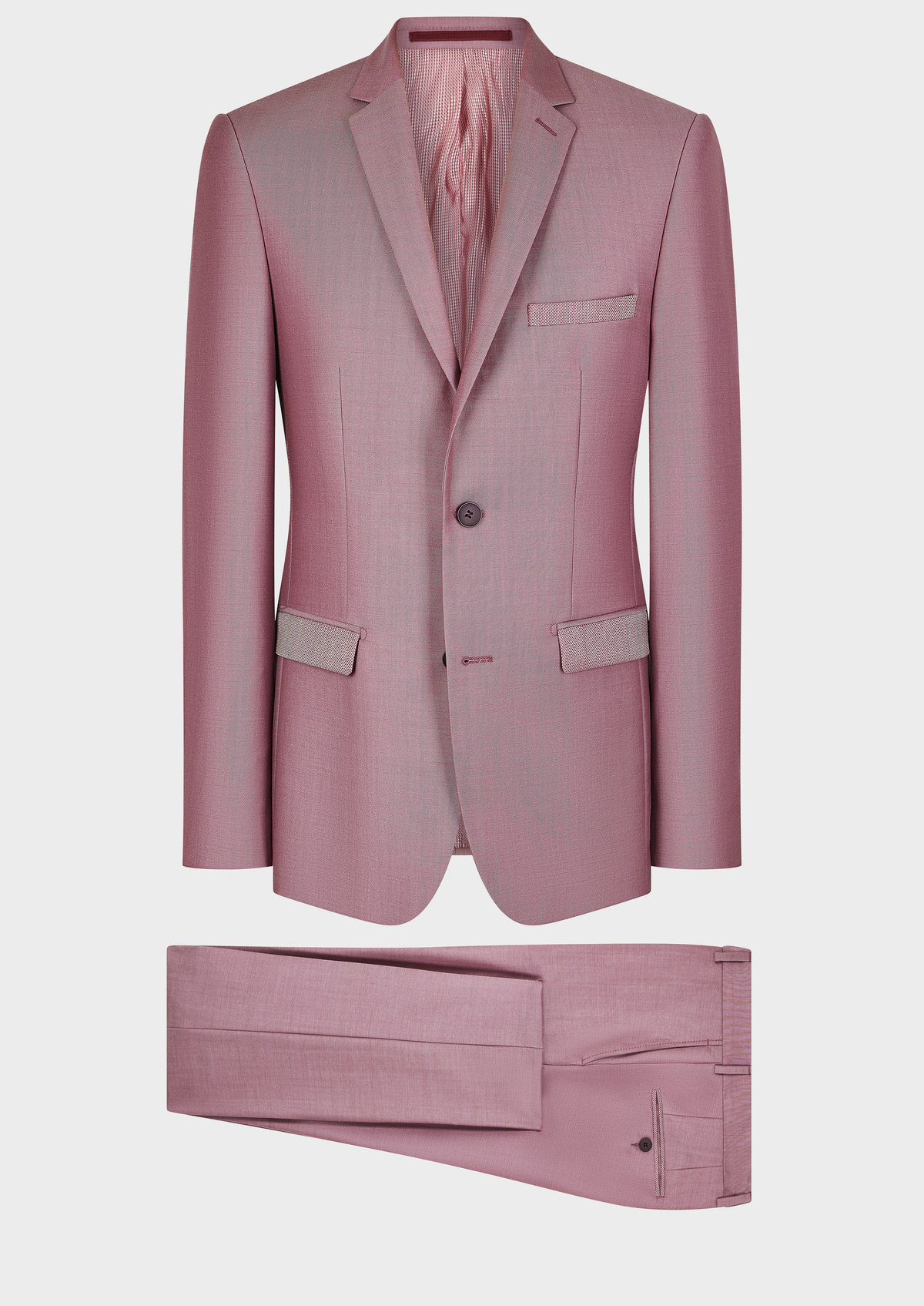 Costume 2 pièces Slim en laine unie rose