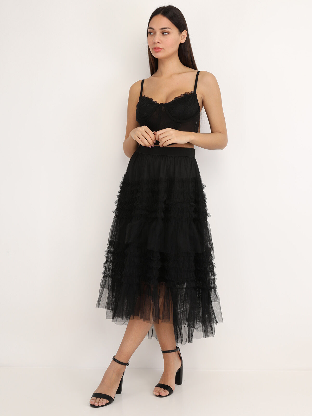 Corset à dentelle et armatures- Noir