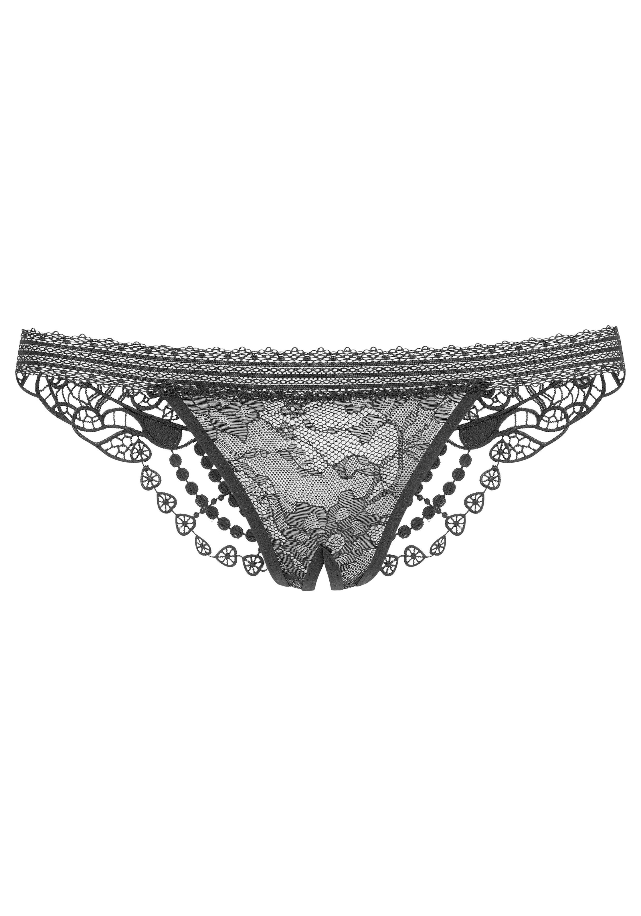 petite fleur gold String-Ouvert , Dessous mit edler Guipure Stickerei