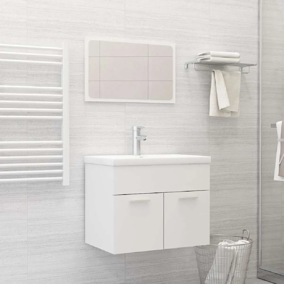 vidaXL Ensemble salle de bain blanc