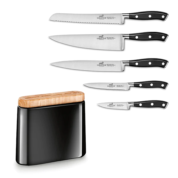 Bloc Manille noir et 5 couteaux Sabatier International