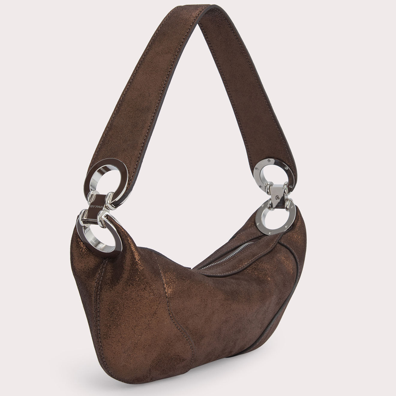 By Far Sac à main en Cuir Mini Amira marron -  14x28x7 cm