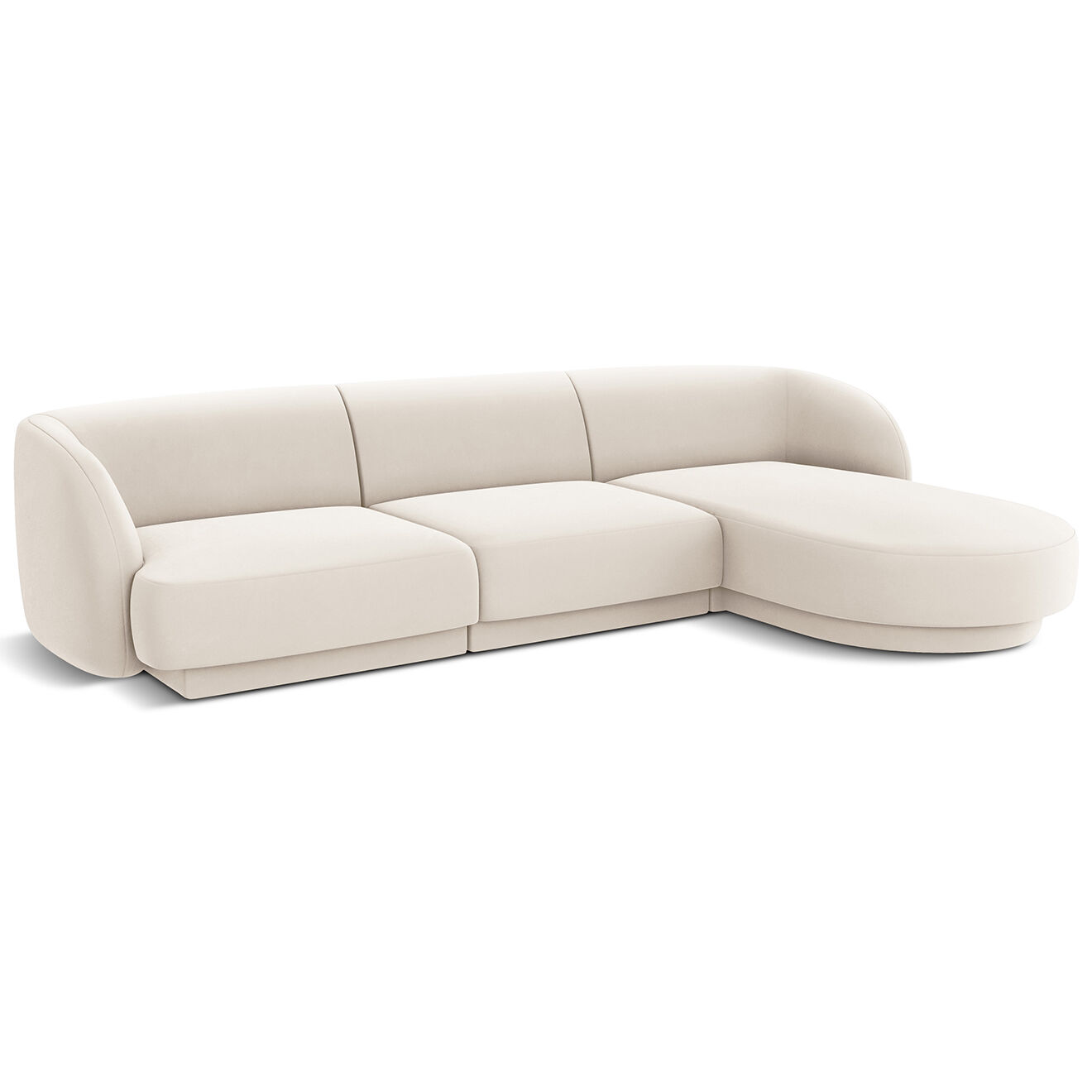 Micadoni Limited Edition Canapé D'Angle Droit Velours Miley 4 Places beige clair - 259x155x74 cm