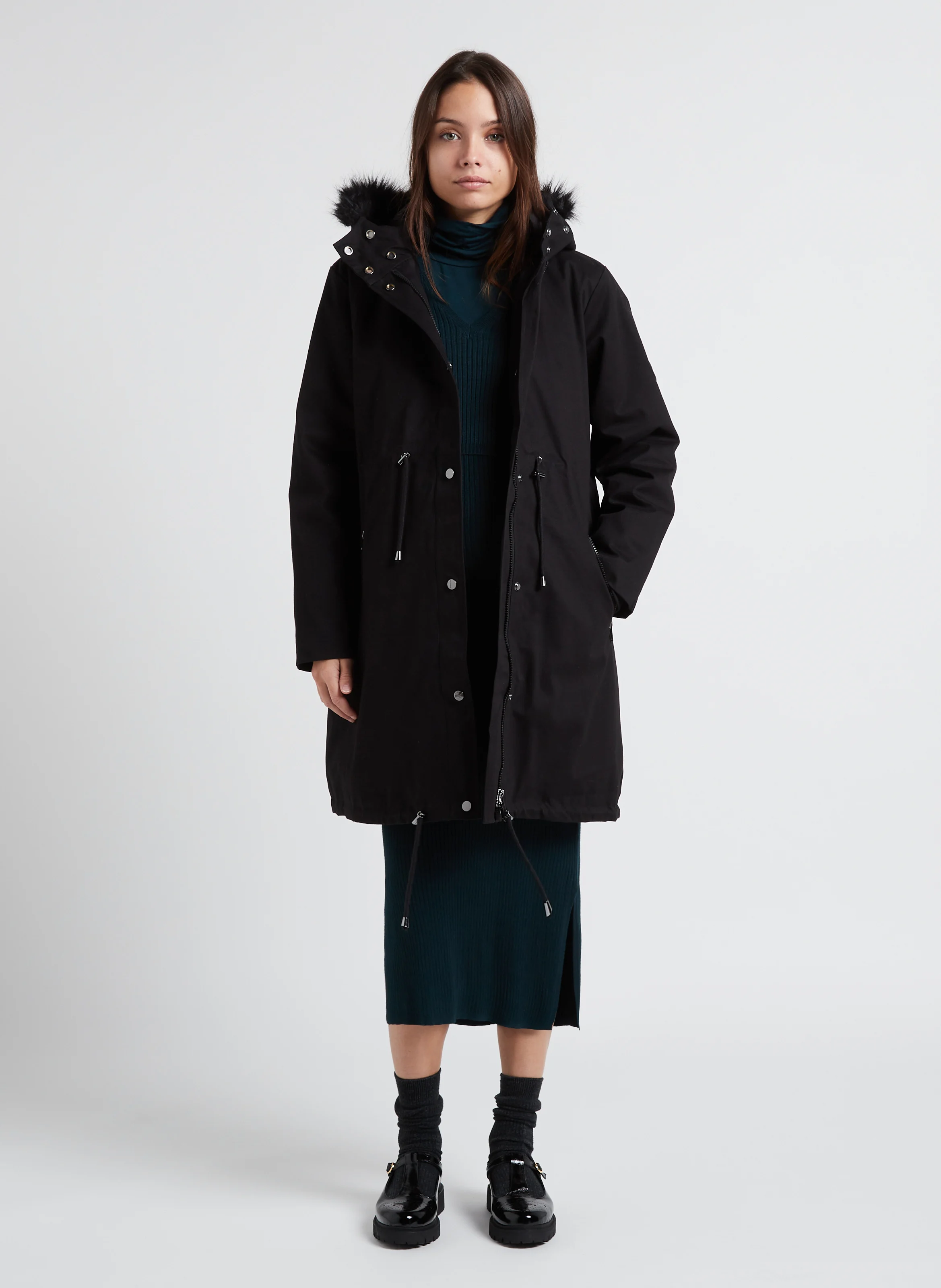 ZORAH - Parka grossesse à capuche 3-en-1 | Noir