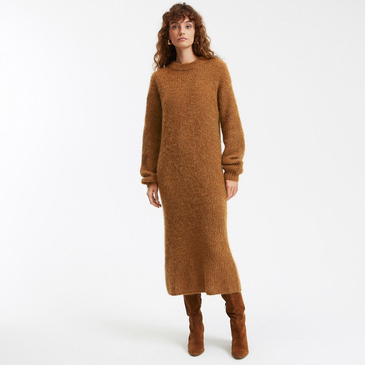 COLEÇÕES LA REDOUTE<br>Vestido longo de malha, mangas compridas