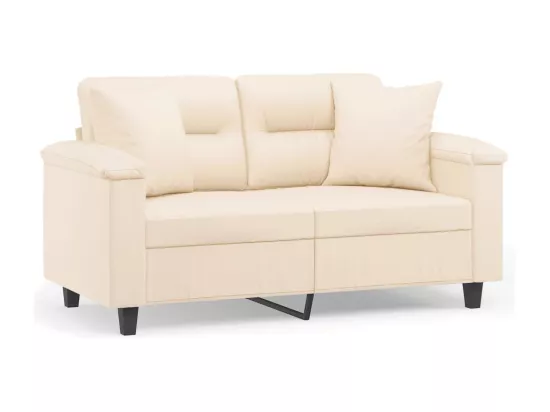 Canapé 2 places avec oreillers beige 120 cm tissu microfibre
