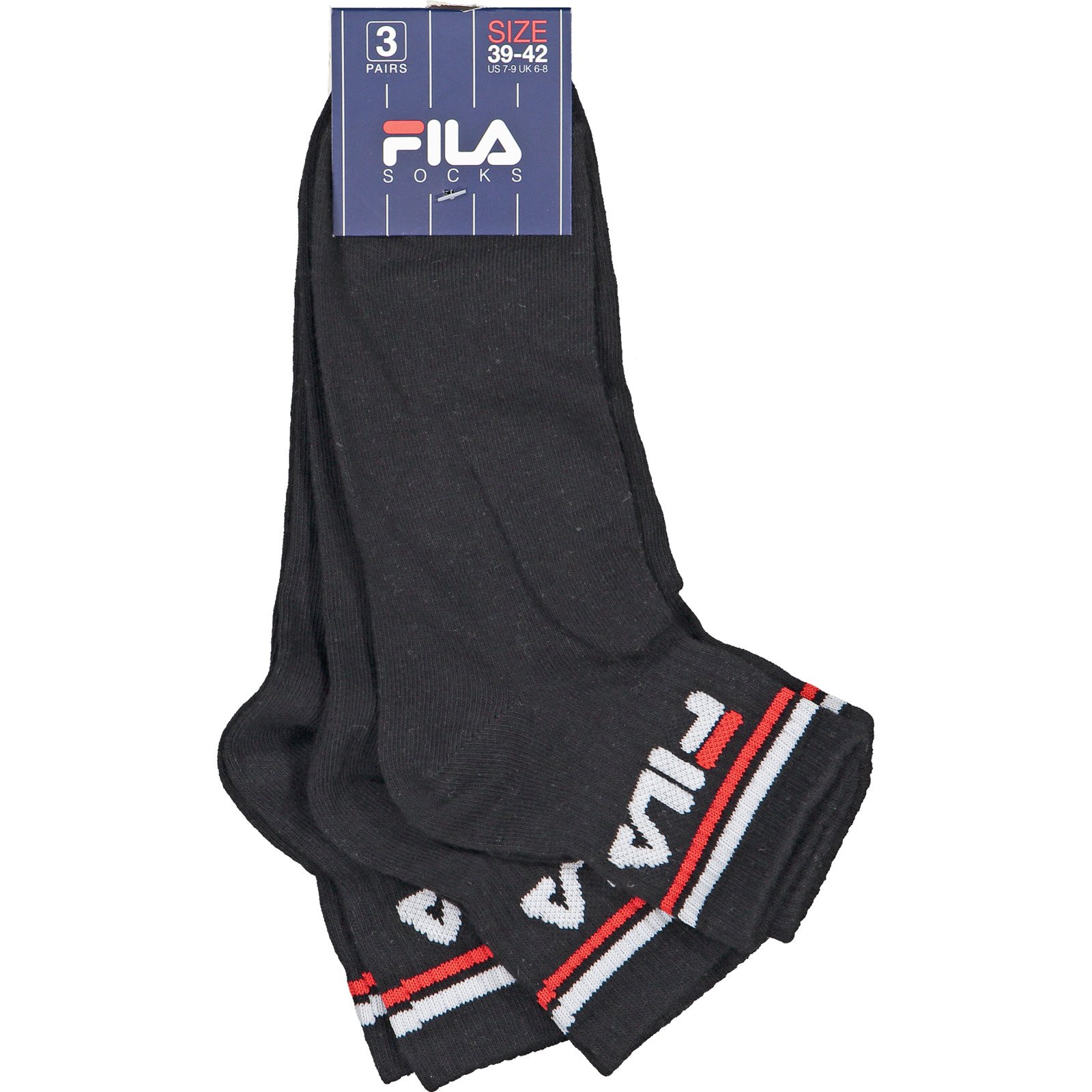 Fila Quartersocken, 3 Paar schwarz, 35-38