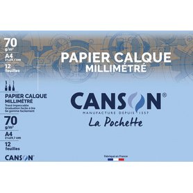 Papier calque millimétré, A4, 70 g/m2
