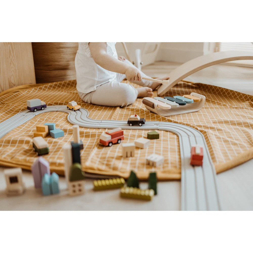Køb Play&Go Organic Grid Mustard 2-in-1 Legetæppe