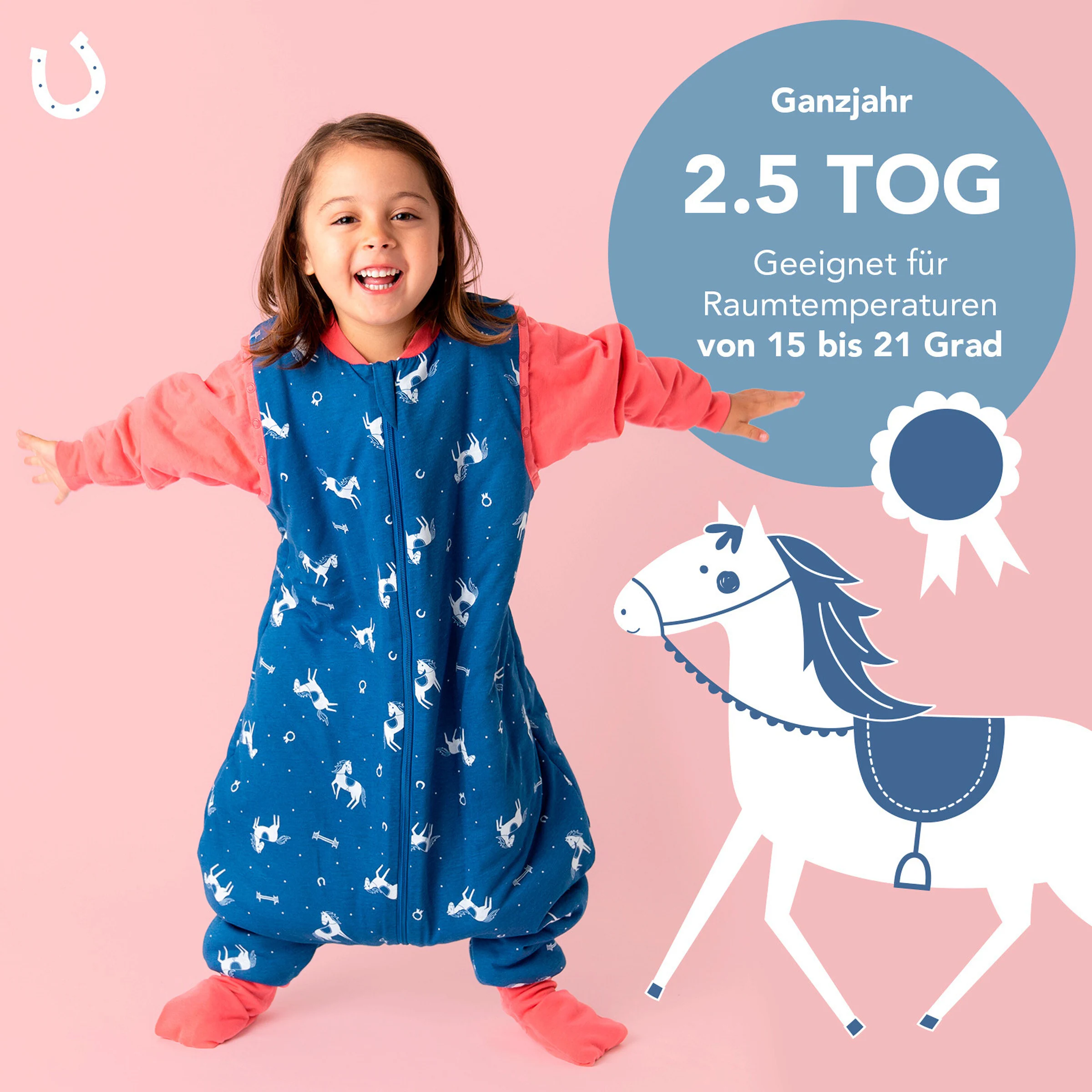 schlummersack Schlafsack mit Füßen 2.5 Tog Pferde