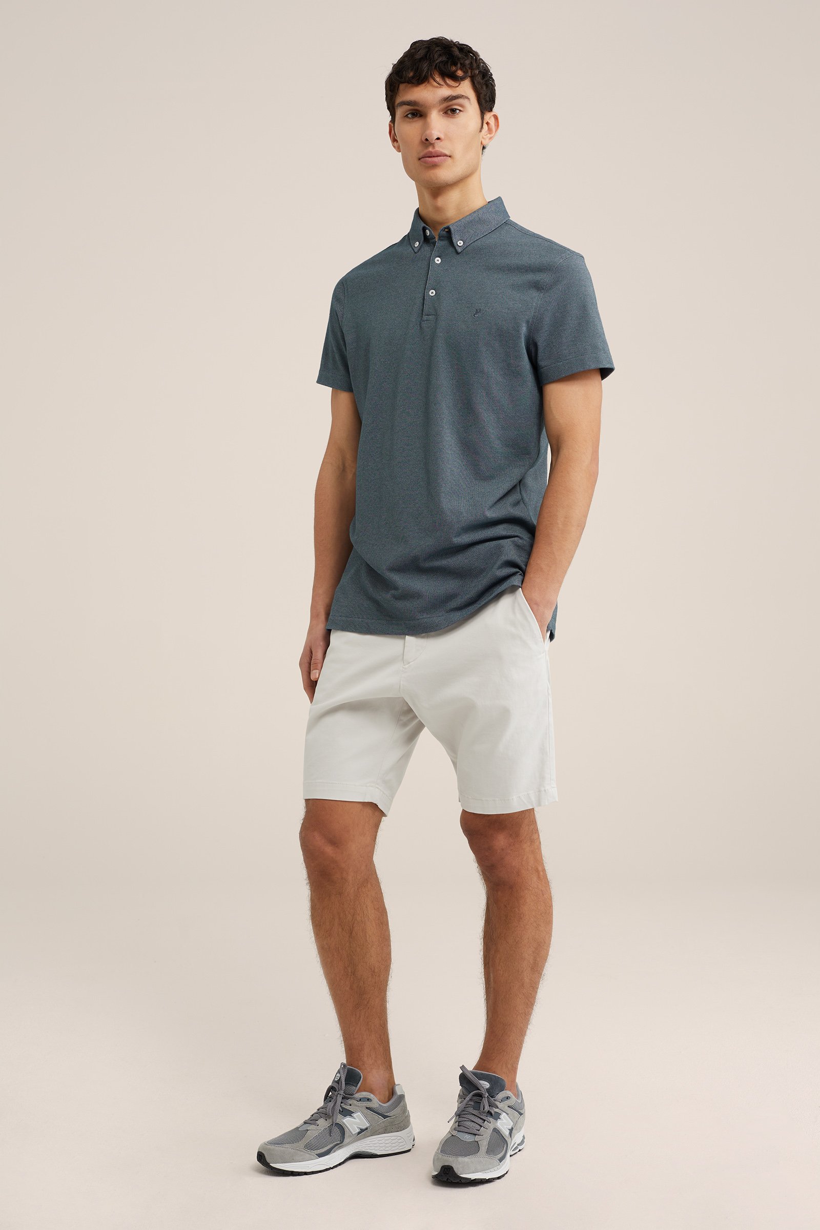 polo met structuur WE Fashion Grijsblauw