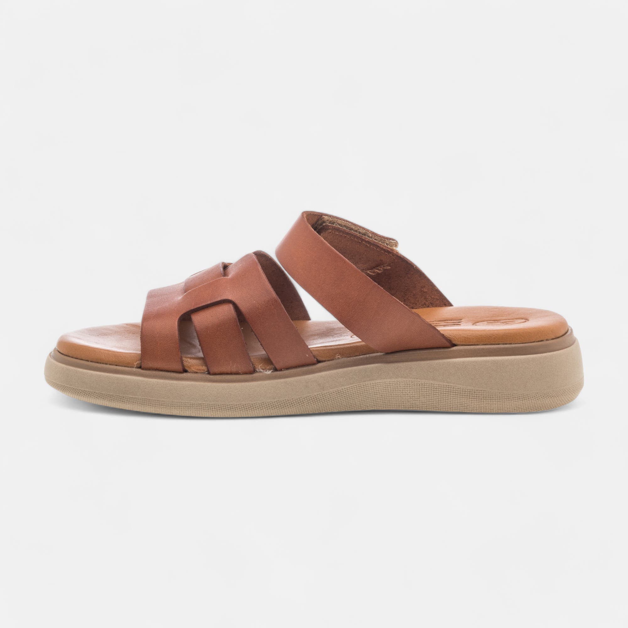 Mules Femme en cuir cognac