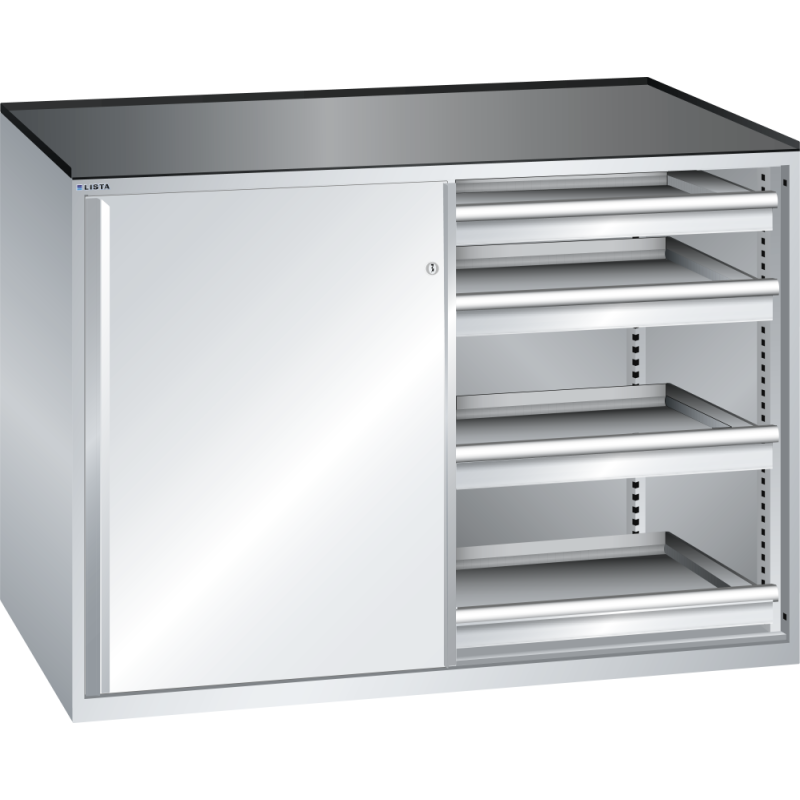 Armoire à tiroirs à portes coulissantes Lista 2x36x27E avec tiroirs - charge 75 Kg