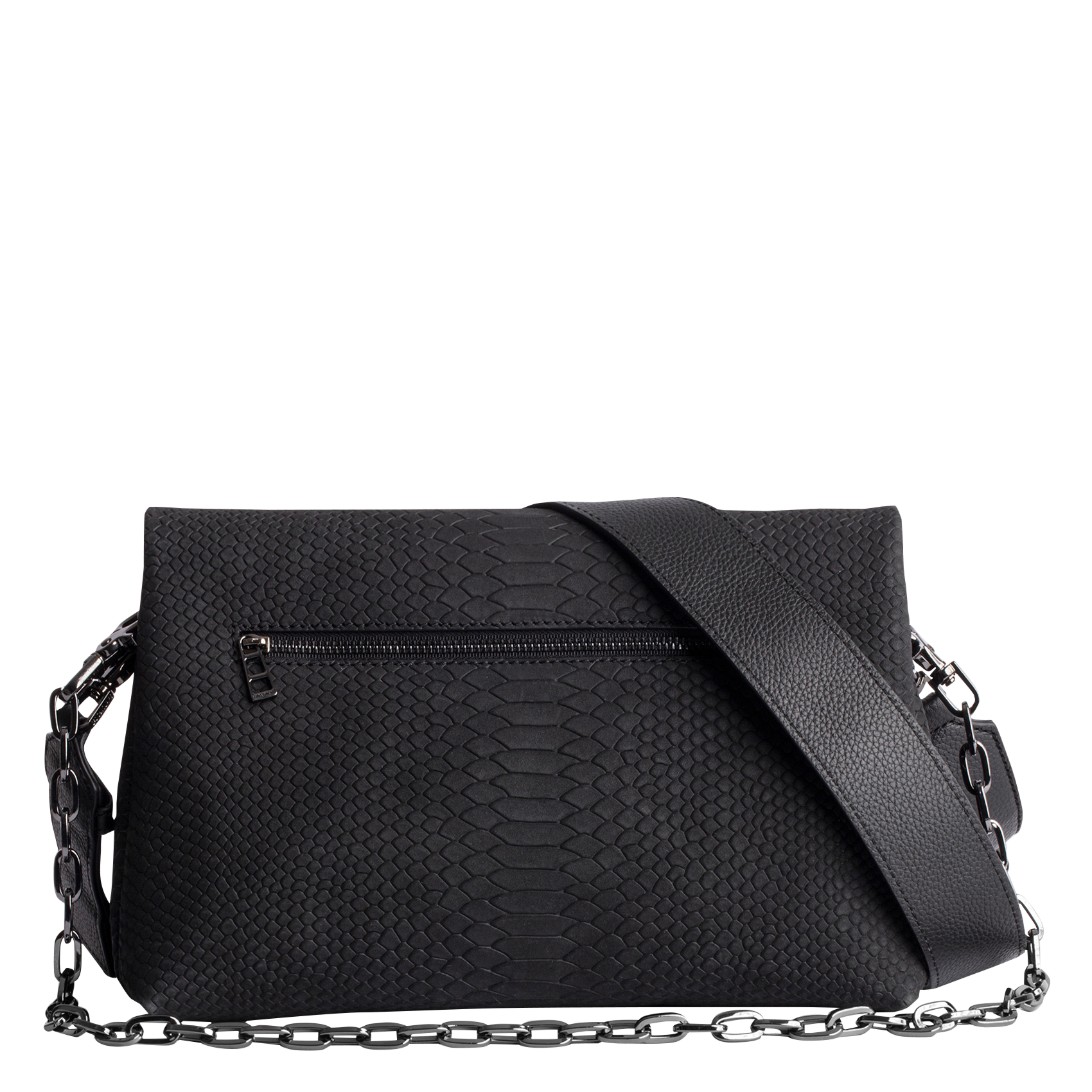 ROCKY - Sac bandoulière en cuir aspect phyton| Noir