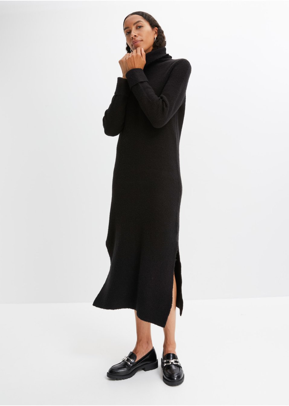 Robe en maille à col roulé
