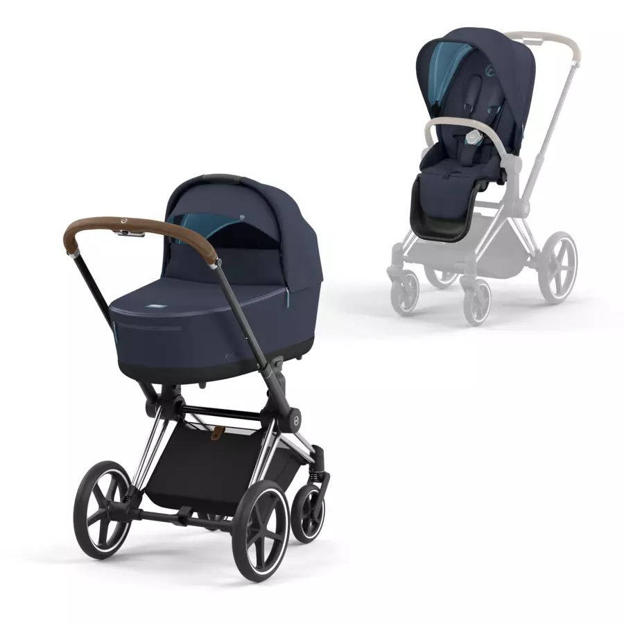 cybex PLATINUM Kombikinderwagen Priam Chrome Brown Nautical Blue