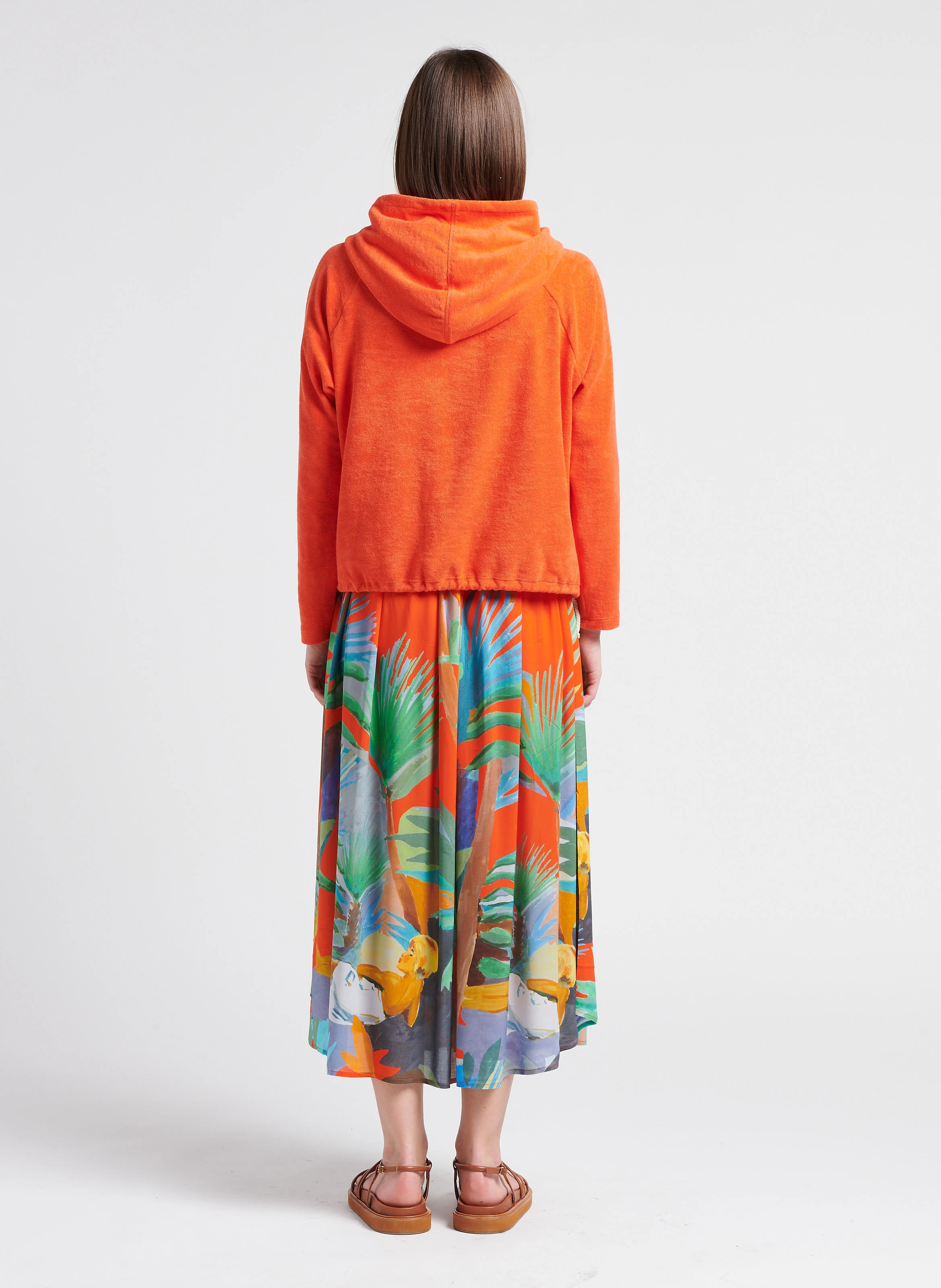 AMALFI - Sweat à capuche en coton mélangé| Orange