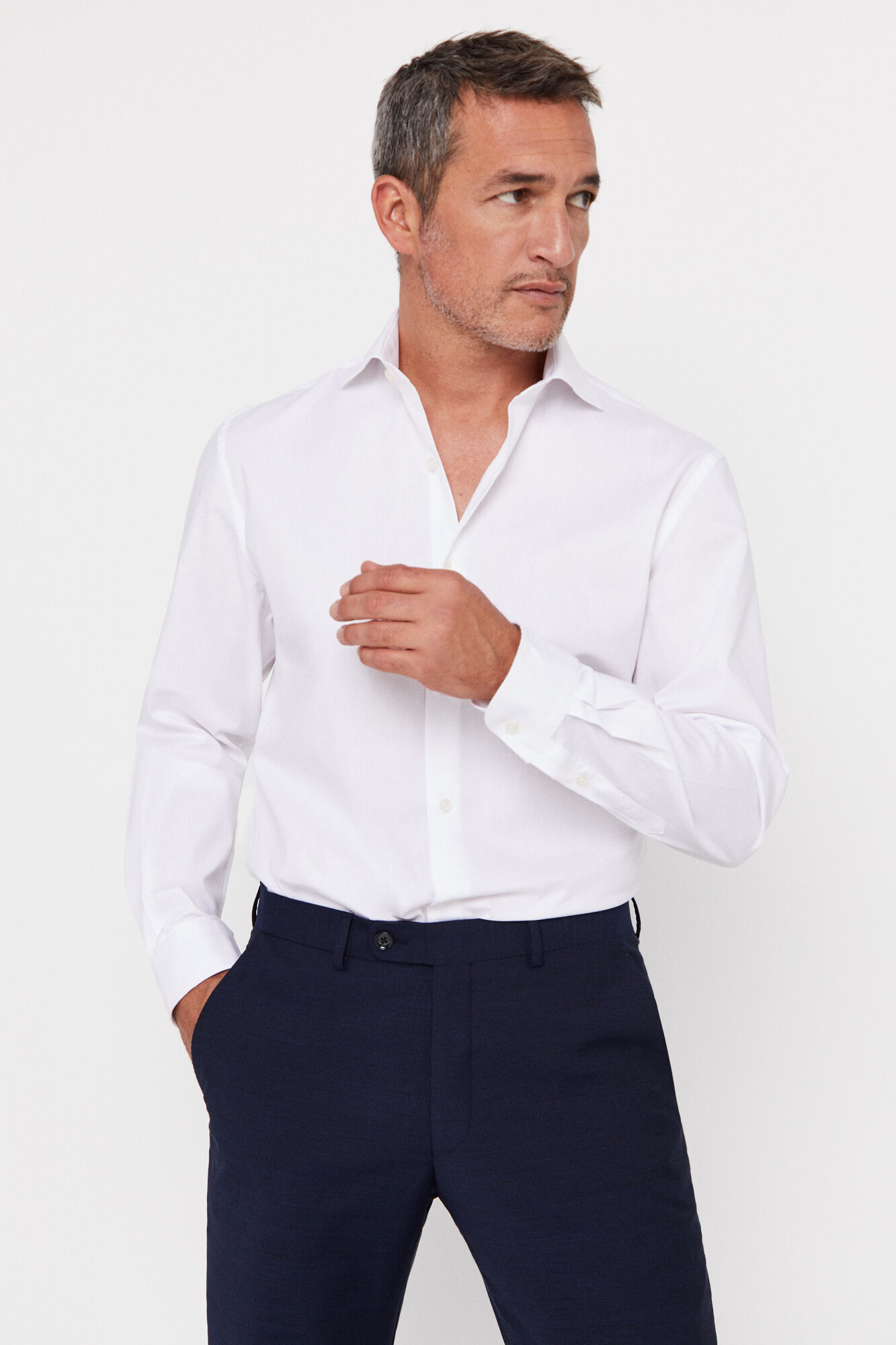 Camisa vestir lisa pinpoint facil plancha classic fit - Blanco