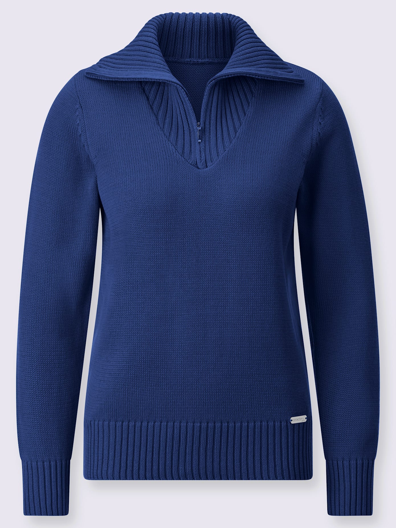 Pull en maille côtelée col montant à glissière
