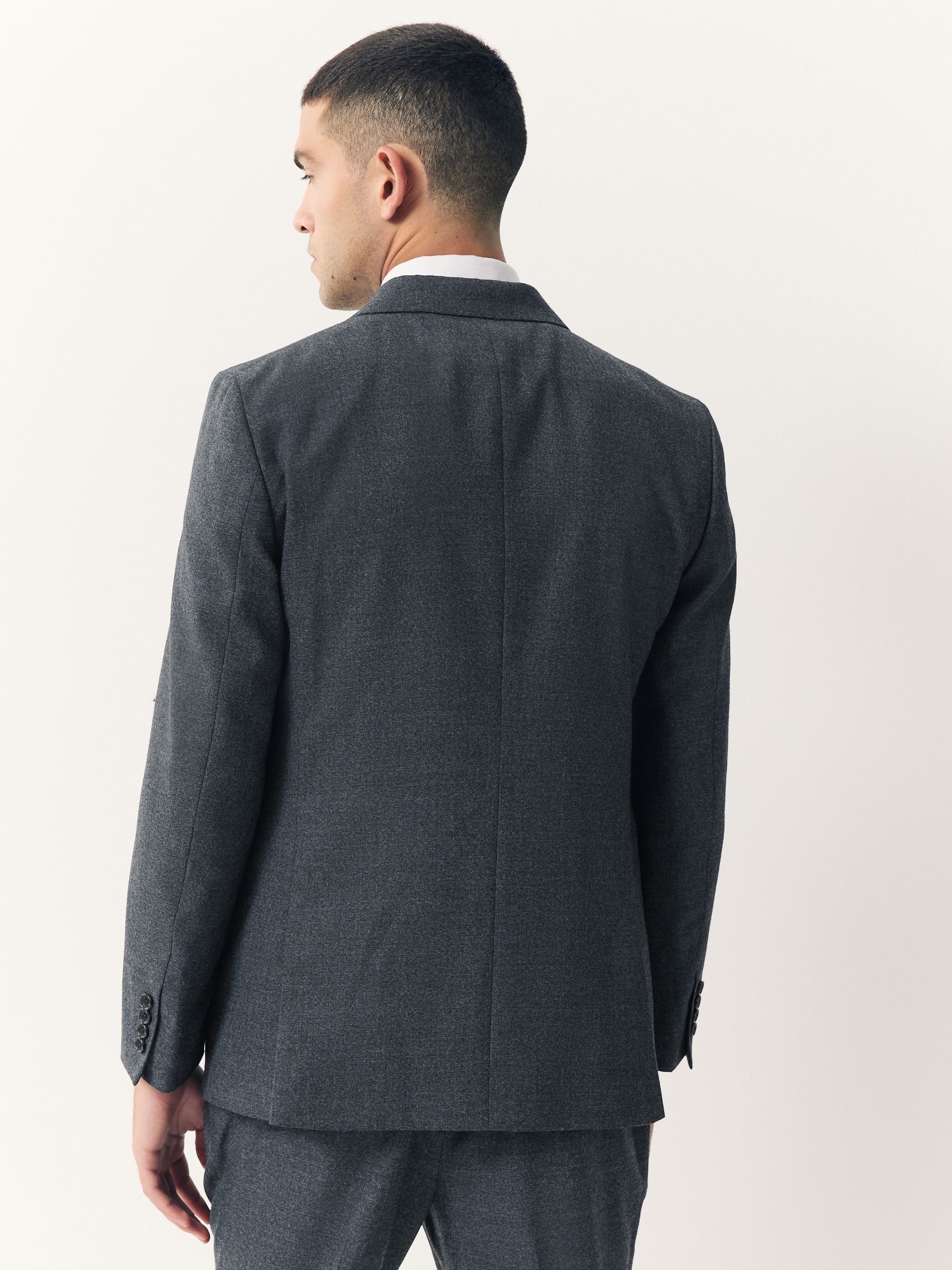 Blauw - Tailored Fit Merino Wool Blend Suit Jacket