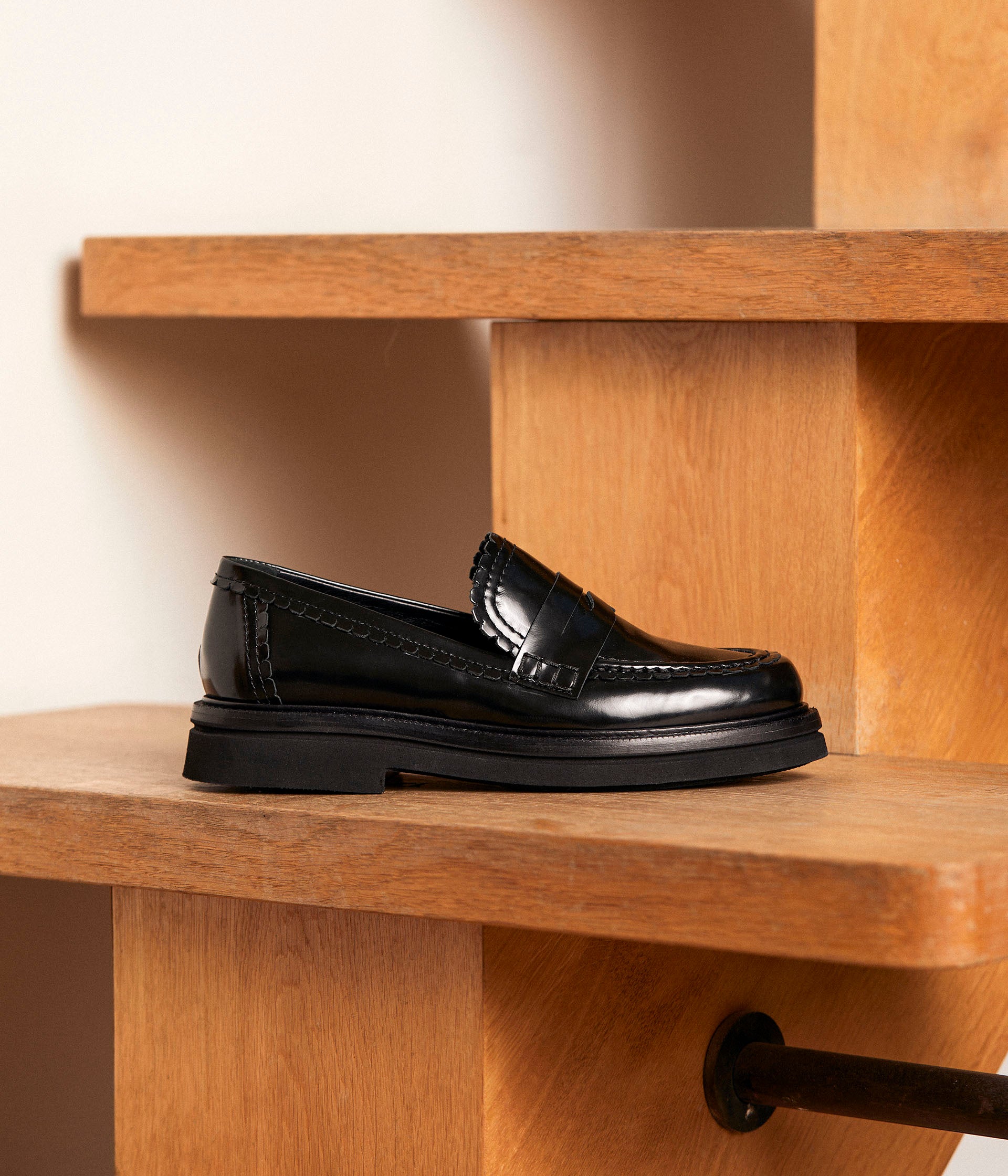 Mocassins cuir noir Anicette