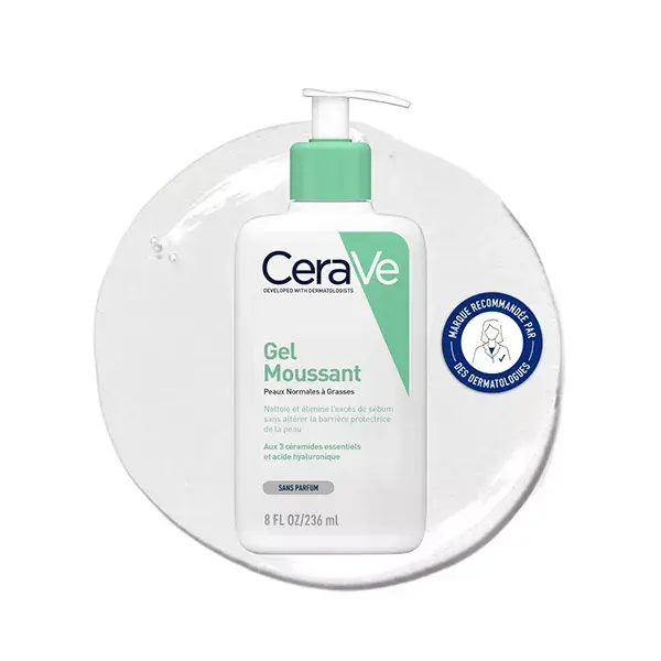 Gel de limpeza facial espumante CeraVe para pele normal a oleosa 236ml