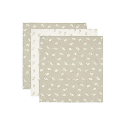 Lot de 3 langes gaze de coton small Twig Olive Green - JOLLEIN