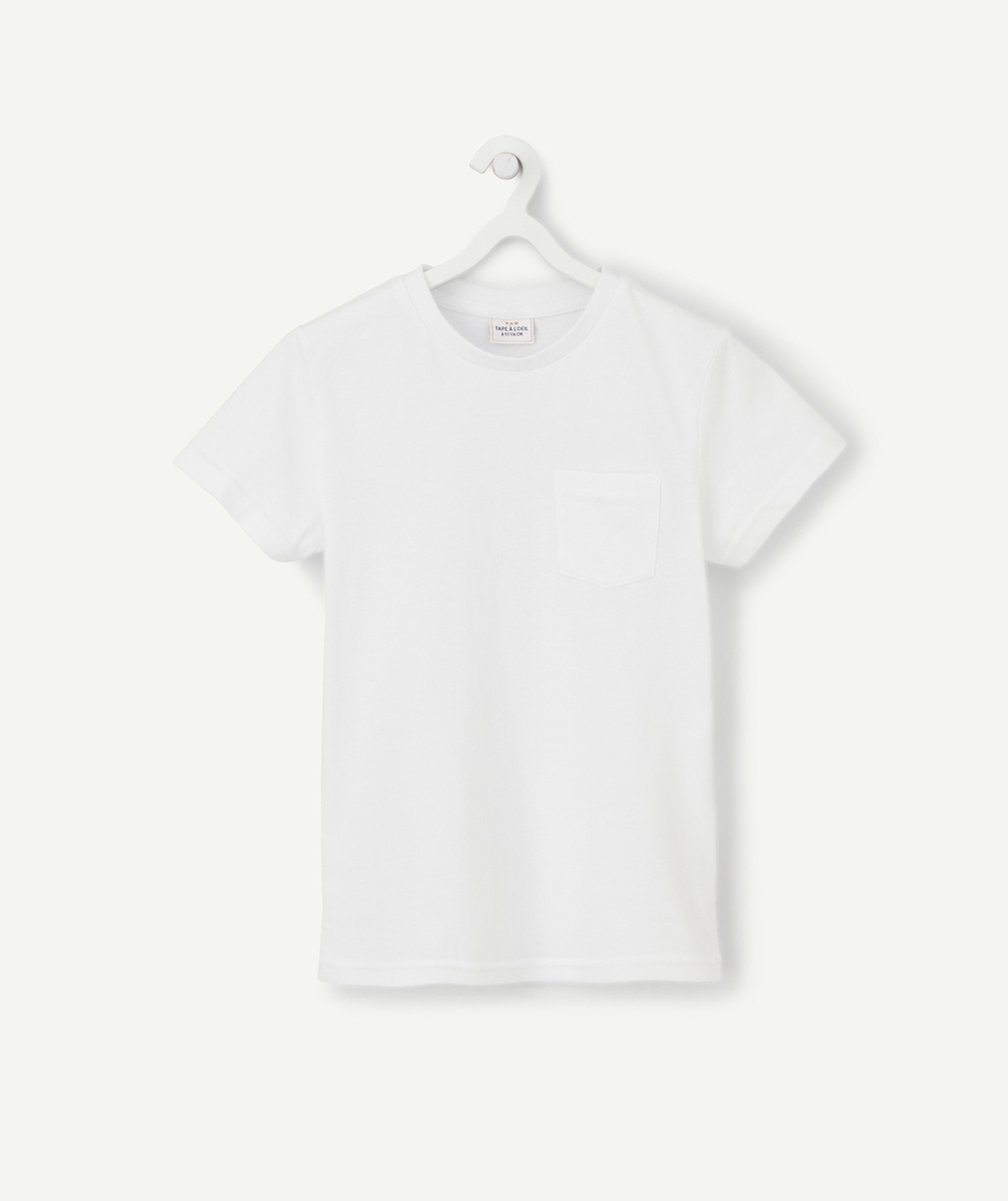 T-SHIRT GARÇON EN COTON BLANC AVEC POCHE