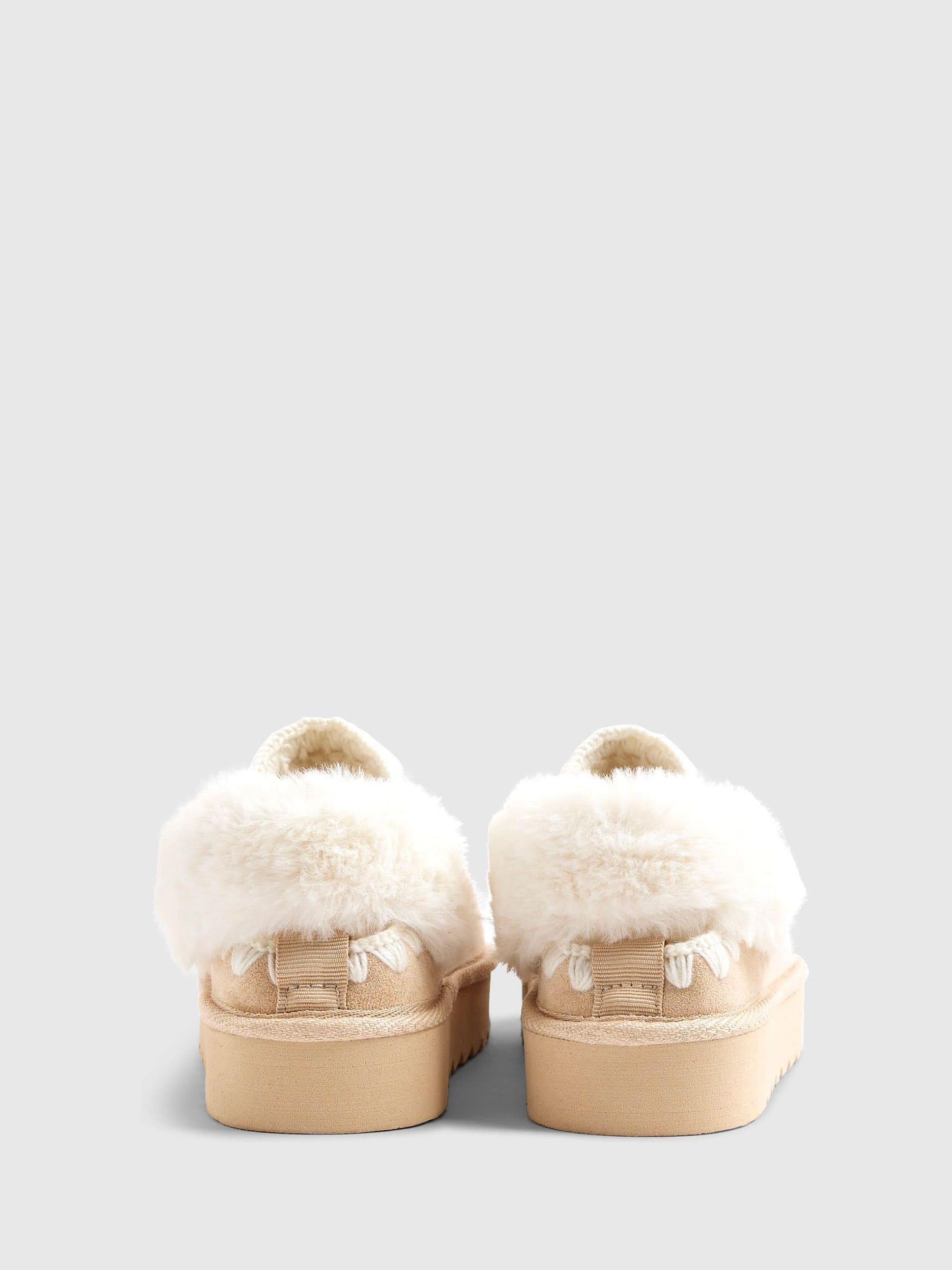 River Island Fur Strap Whipstch Slippers