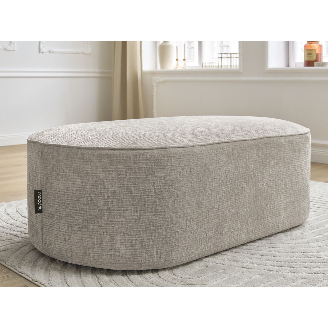 Bobochic Pouf pour canapé modulable Rousseau texturé beige - 140x70x45 cm