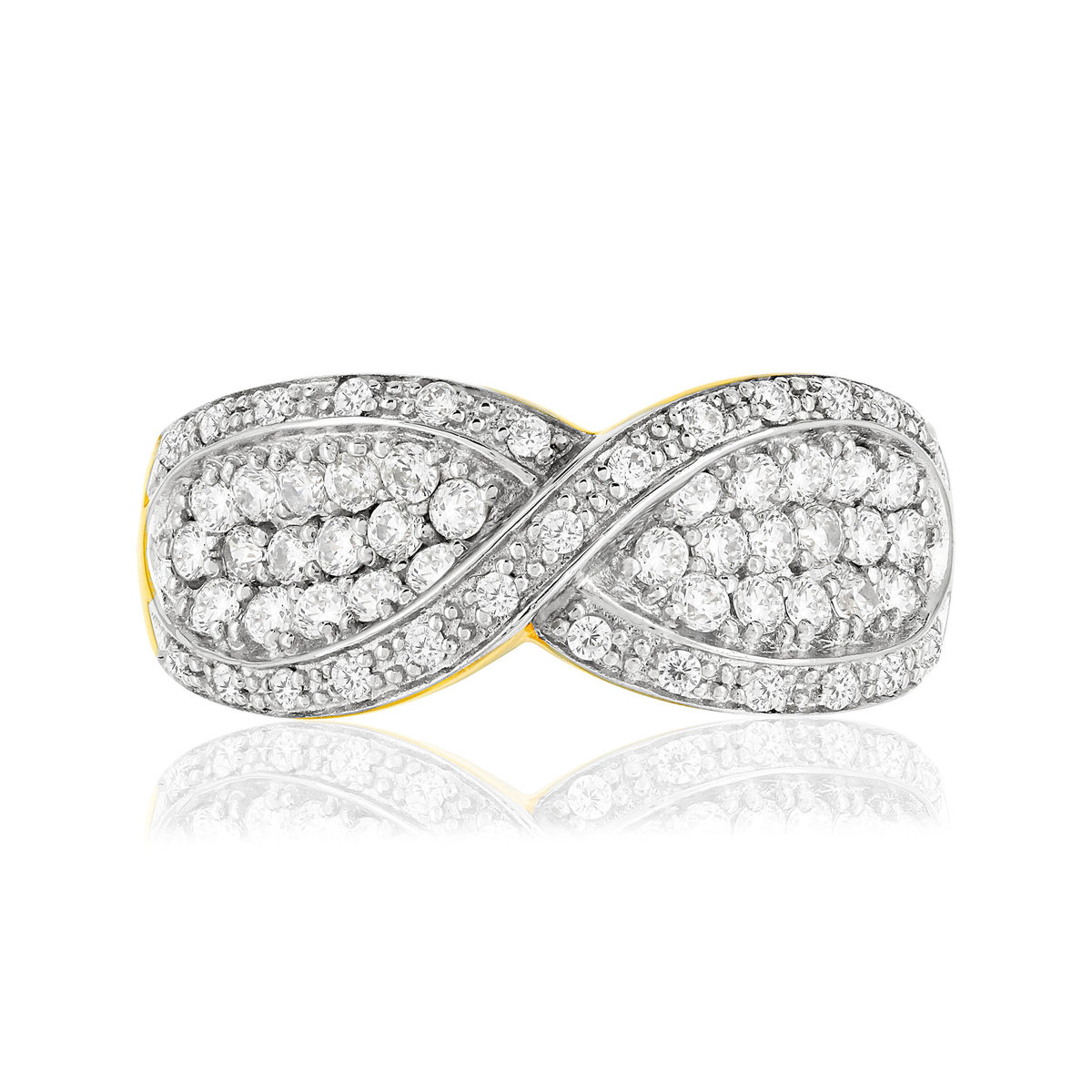 Bague plaqué or croisée zirconias