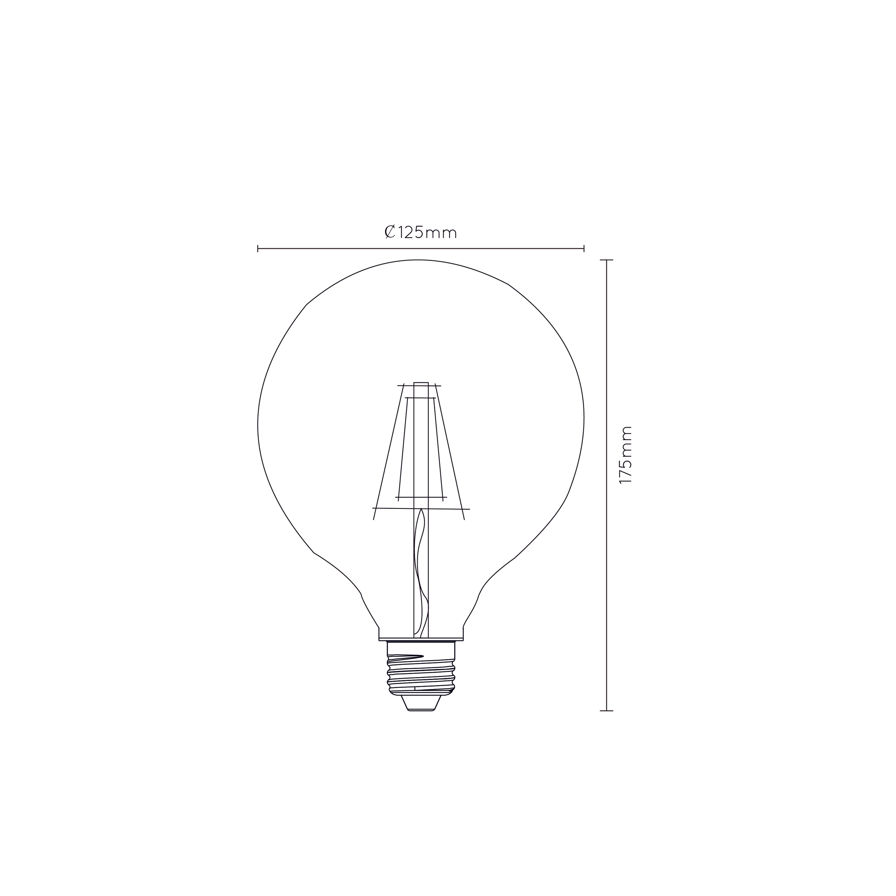 G125 LED lichtbron E27 5W 2700K transparant dimbaar